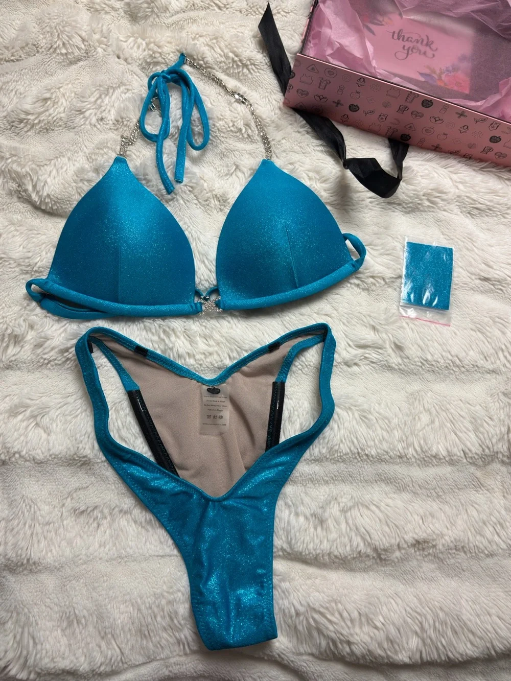 Metallic blue posing bikini - Picture 2 of 4